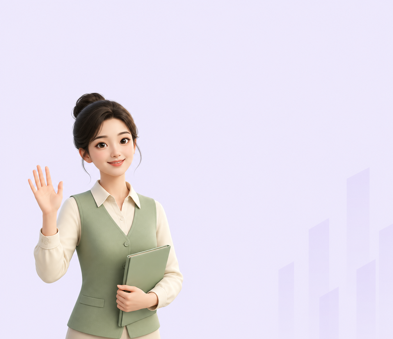 工会服务助手向职工致意